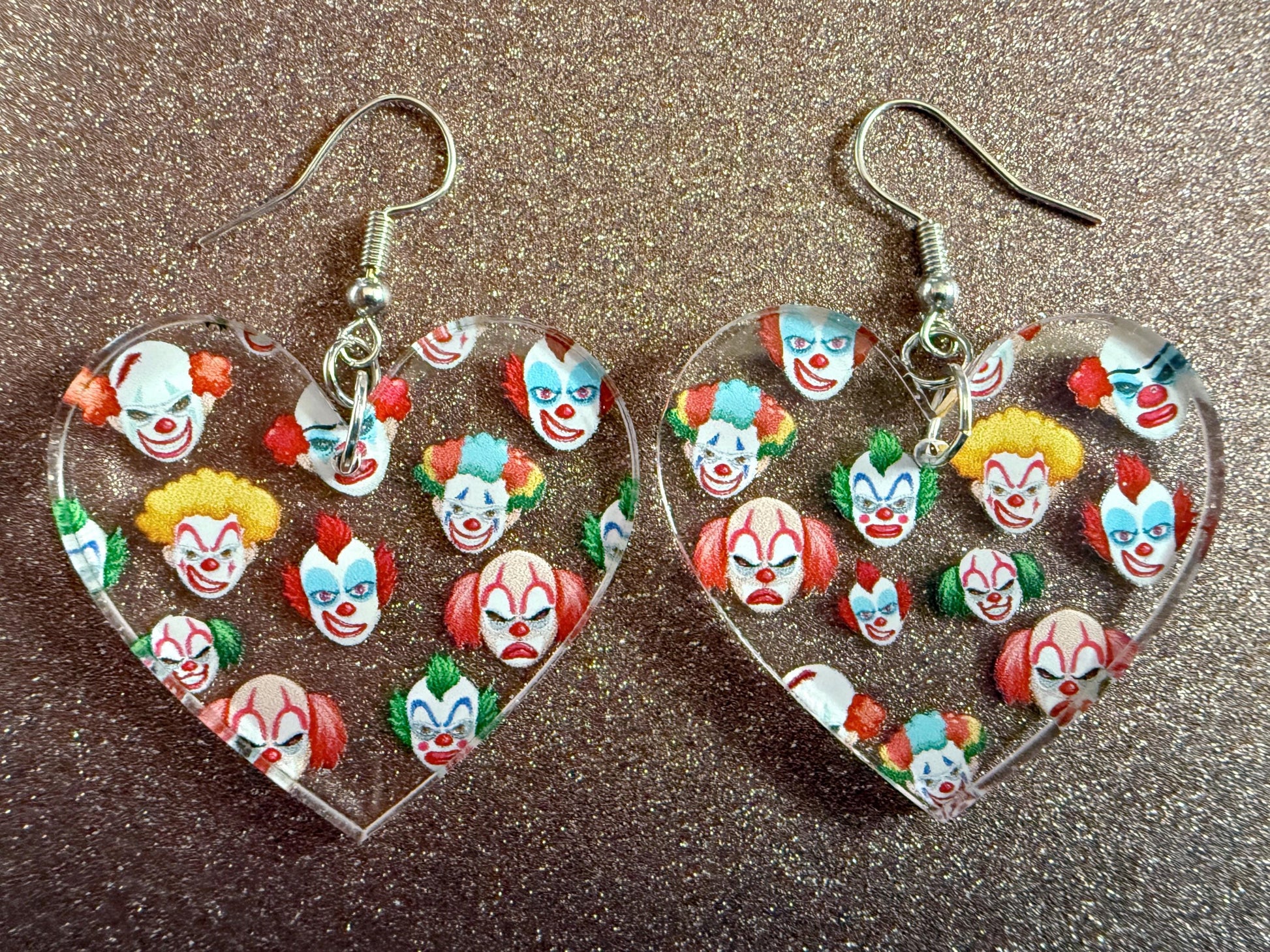 Clown Earrings: Laser Cut Acrylic Earrings, Scary Halloween Clowns, Red Nose, Spooky, Silly, Novelty Earrings, Best Gifts for Her/Him/Them