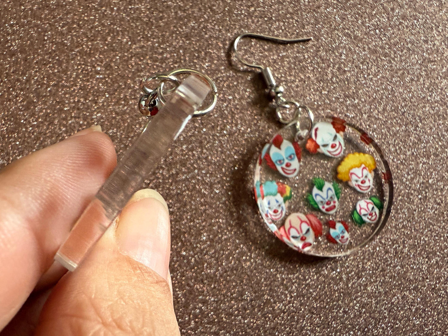 Clown Earrings: Laser Cut Acrylic Earrings, Scary Halloween Clowns, Red Nose, Spooky, Silly, Novelty Earrings, Best Gifts for Her/Him/Them