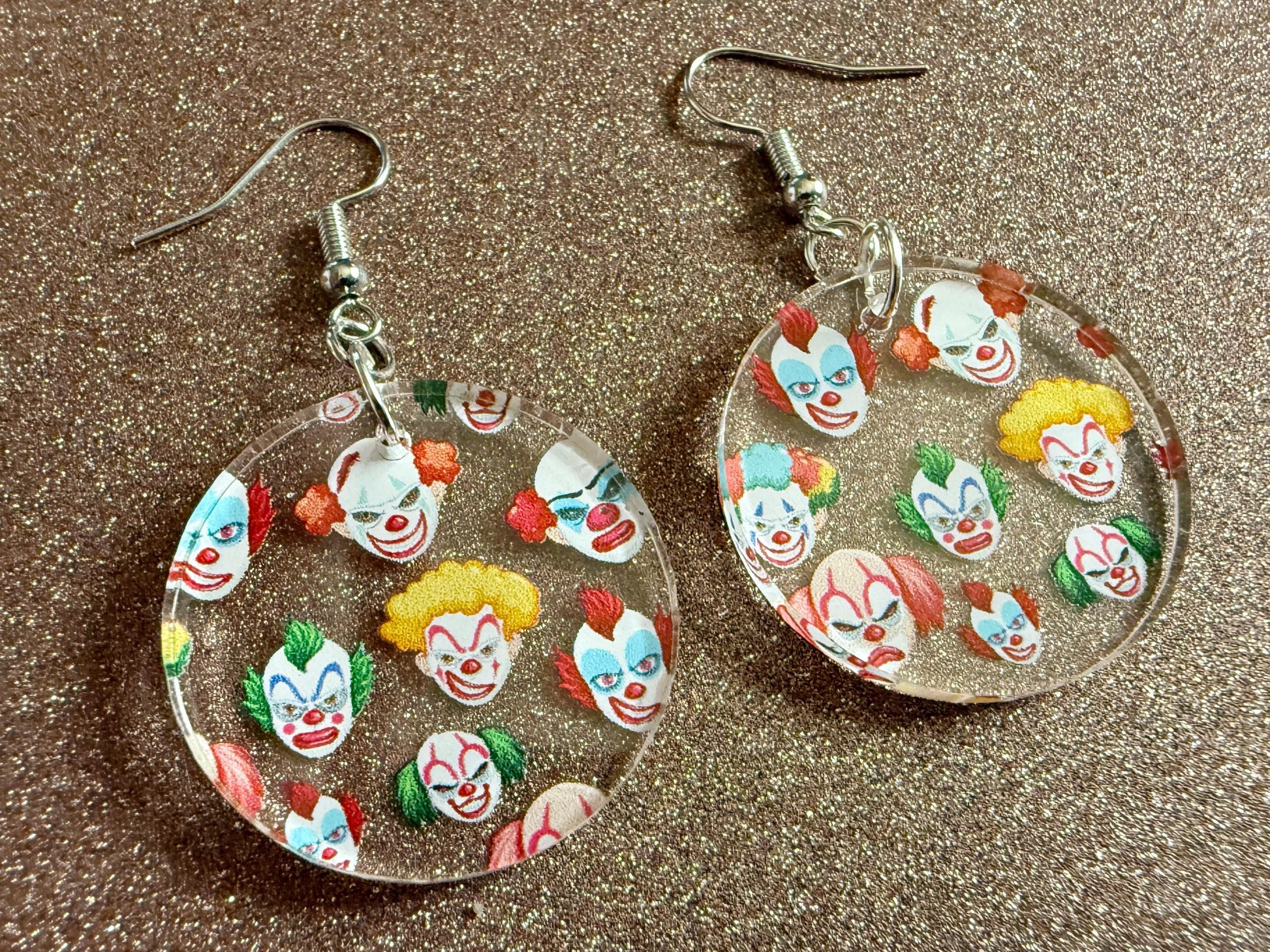 Clown Earrings: Laser Cut Acrylic Earrings, Scary Halloween Clowns, Red Nose, Spooky, Silly, Novelty Earrings, Best Gifts for Her/Him/Them