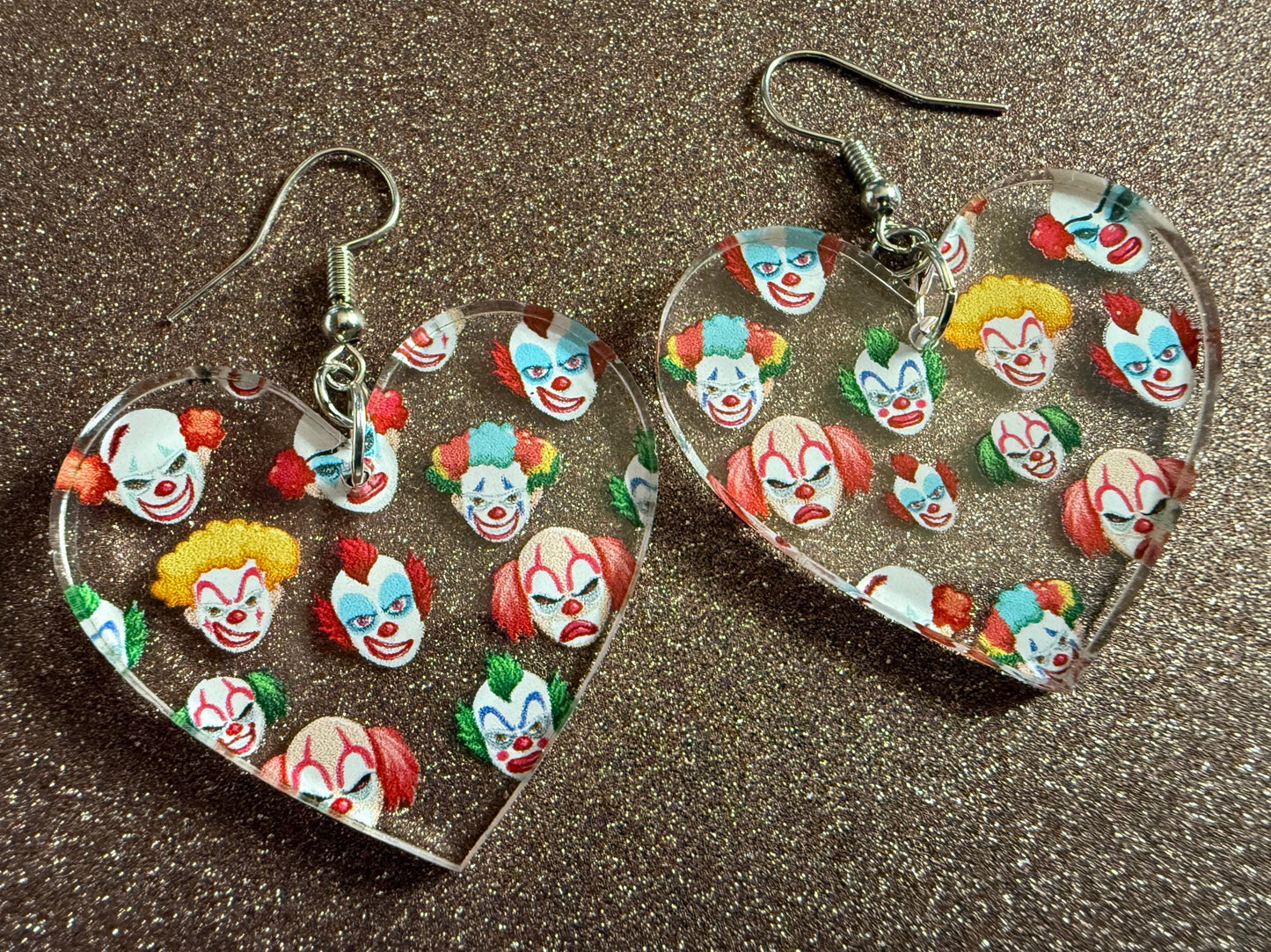 Clown Earrings: Laser Cut Acrylic Earrings, Scary Halloween Clowns, Red Nose, Spooky, Silly, Novelty Earrings, Best Gifts for Her/Him/Them