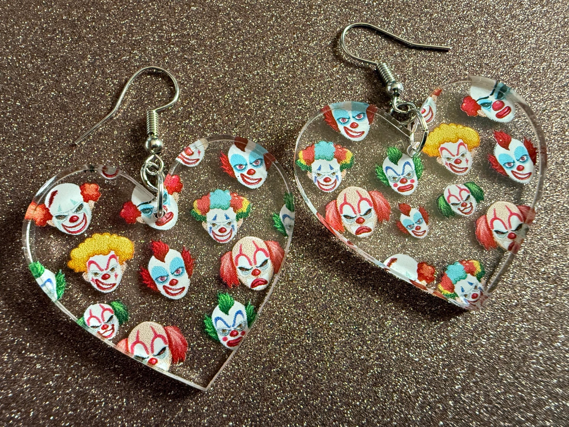 Clown Earrings: Laser Cut Acrylic Earrings, Scary Halloween Clowns, Red Nose, Spooky, Silly, Novelty Earrings, Best Gifts for Her/Him/Them
