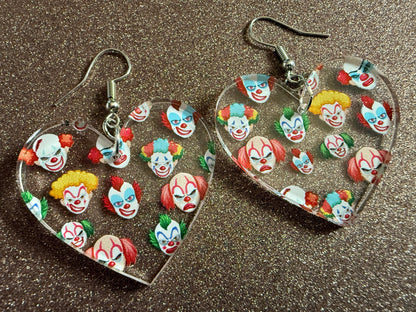 Clown Earrings: Laser Cut Acrylic Earrings, Scary Halloween Clowns, Red Nose, Spooky, Silly, Novelty Earrings, Best Gifts for Her/Him/Them