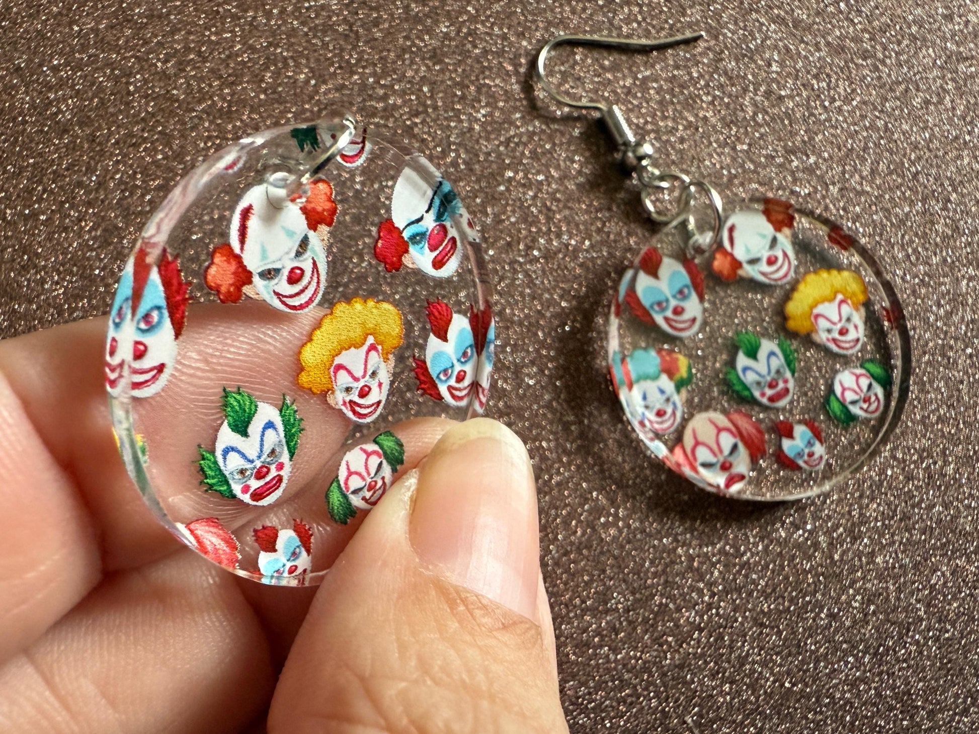 Clown Earrings: Laser Cut Acrylic Earrings, Scary Halloween Clowns, Red Nose, Spooky, Silly, Novelty Earrings, Best Gifts for Her/Him/Them