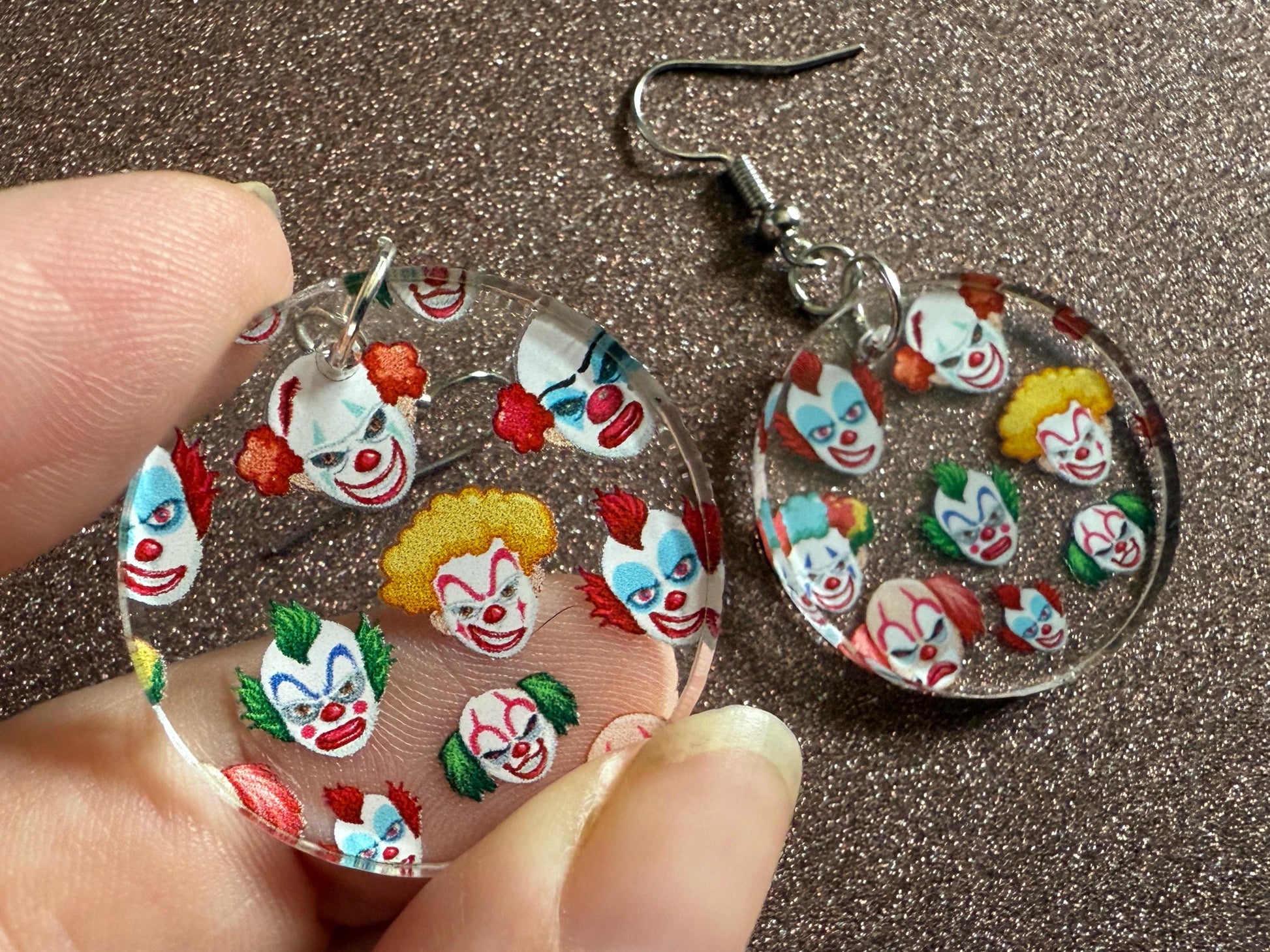 Clown Earrings: Laser Cut Acrylic Earrings, Scary Halloween Clowns, Red Nose, Spooky, Silly, Novelty Earrings, Best Gifts for Her/Him/Them