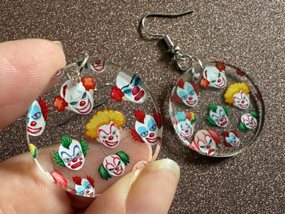Clown Earrings: Laser Cut Acrylic Earrings, Scary Halloween Clowns, Red Nose, Spooky, Silly, Novelty Earrings, Best Gifts for Her/Him/Them