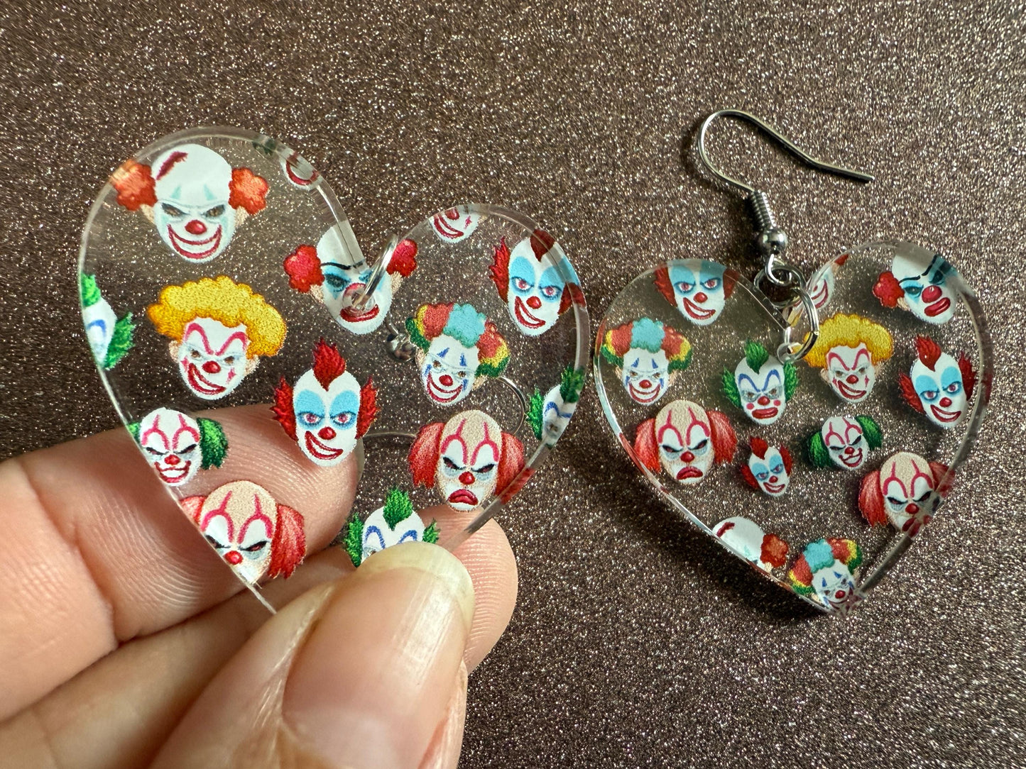 Clown Earrings: Laser Cut Acrylic Earrings, Scary Halloween Clowns, Red Nose, Spooky, Silly, Novelty Earrings, Best Gifts for Her/Him/Them