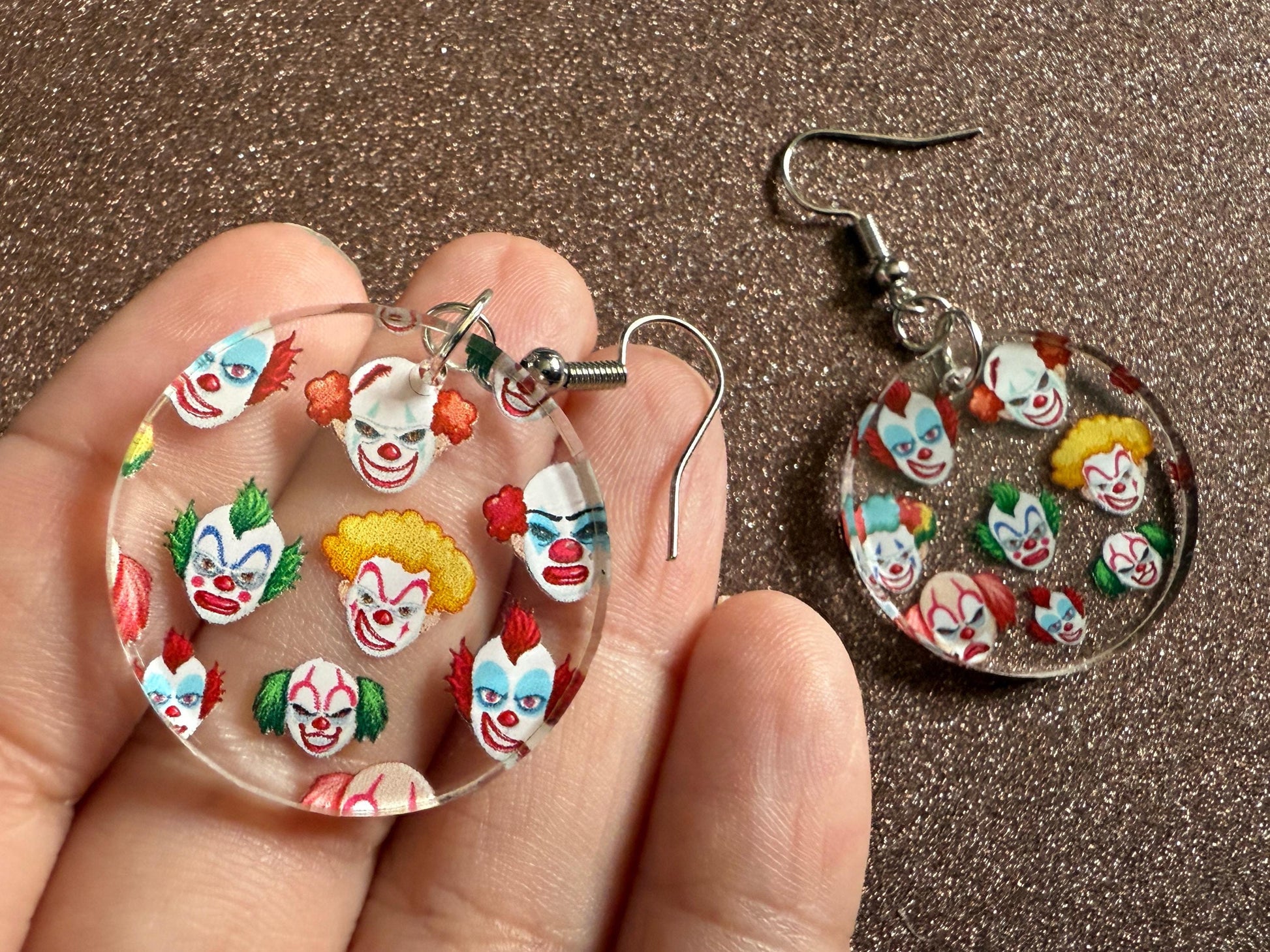 Clown Earrings: Laser Cut Acrylic Earrings, Scary Halloween Clowns, Red Nose, Spooky, Silly, Novelty Earrings, Best Gifts for Her/Him/Them
