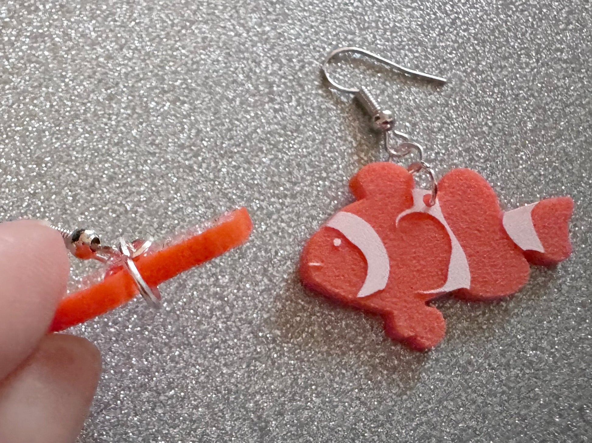 Clownfish Earrings: Laser Cut Acrylic Orange Fish, Unique Pets, Tank, Aquarium, Fishes, Novelty Earrings, Best Gifts for Her/Him/Them
