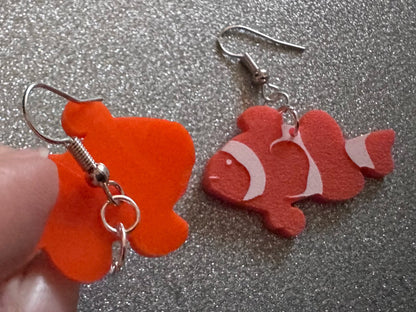 Clownfish Earrings: Laser Cut Acrylic Orange Fish, Unique Pets, Tank, Aquarium, Fishes, Novelty Earrings, Best Gifts for Her/Him/Them