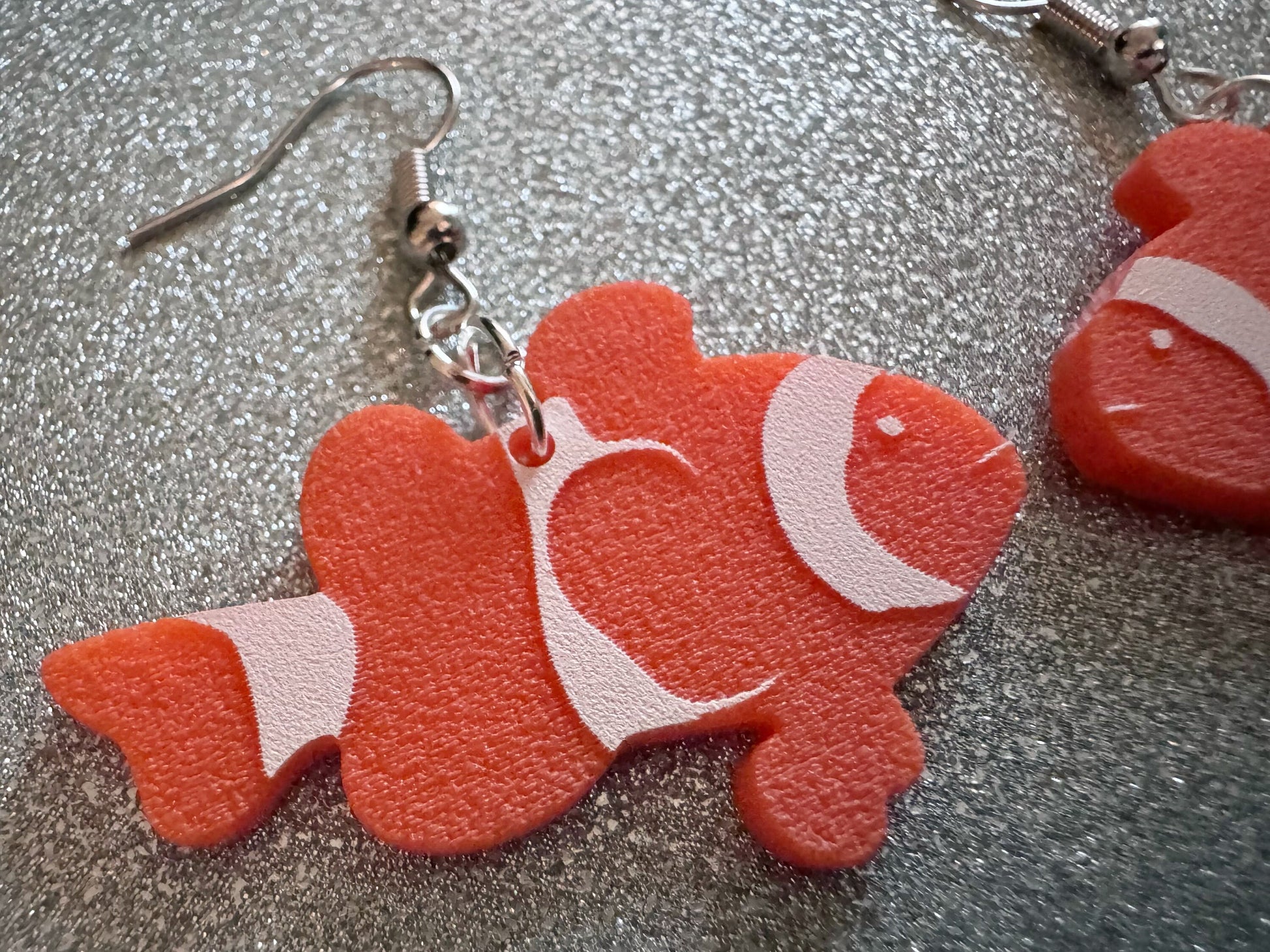 Clownfish Earrings: Laser Cut Acrylic Orange Fish, Unique Pets, Tank, Aquarium, Fishes, Novelty Earrings, Best Gifts for Her/Him/Them