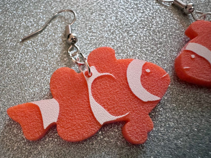 Clownfish Earrings: Laser Cut Acrylic Orange Fish, Unique Pets, Tank, Aquarium, Fishes, Novelty Earrings, Best Gifts for Her/Him/Them