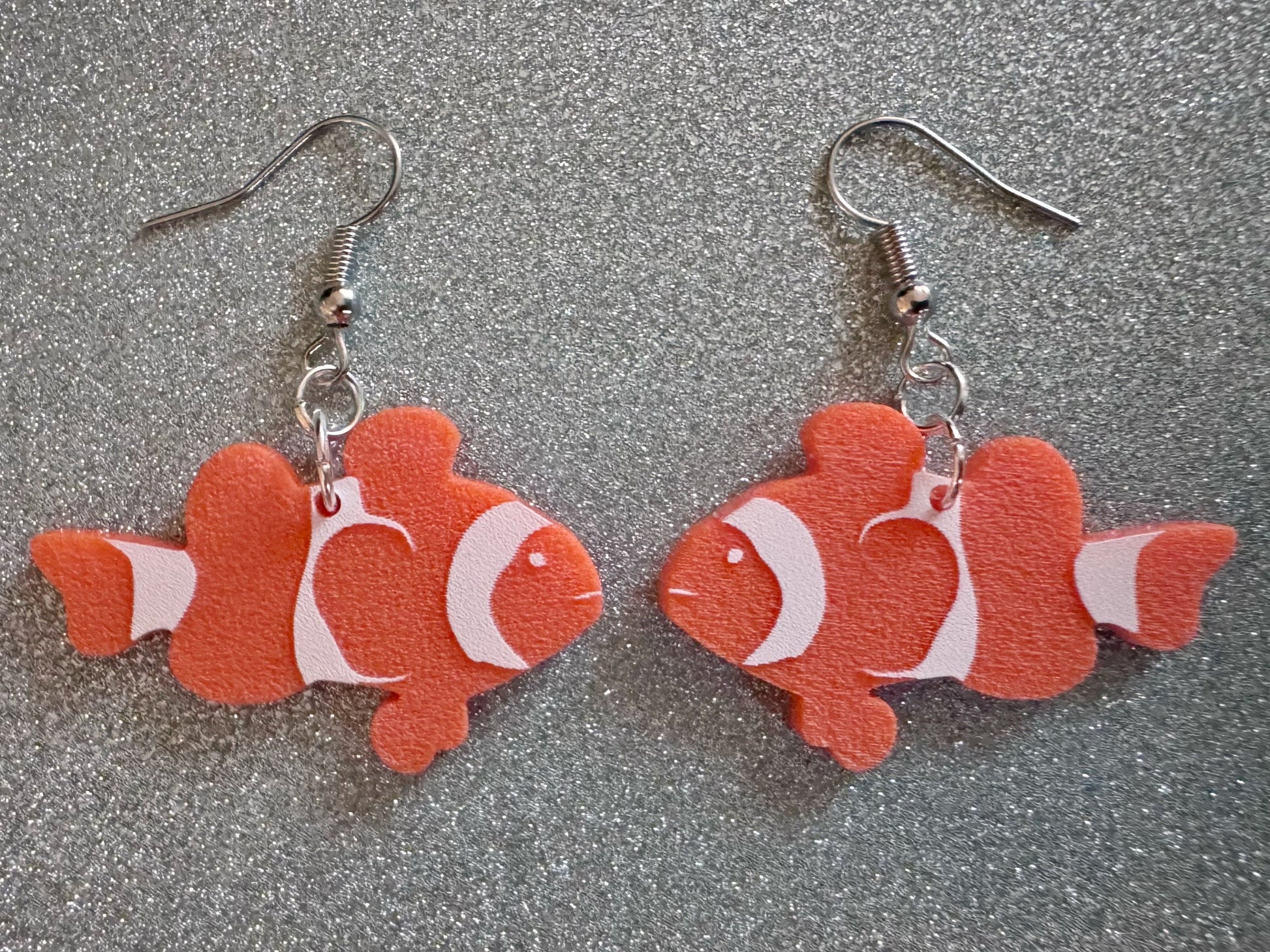 Clownfish Earrings: Laser Cut Acrylic Orange Fish, Unique Pets, Tank, Aquarium, Fishes, Novelty Earrings, Best Gifts for Her/Him/Them