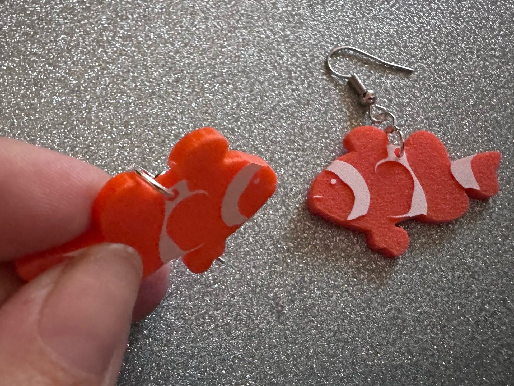 Clownfish Earrings: Laser Cut Acrylic Orange Fish, Unique Pets, Tank, Aquarium, Fishes, Novelty Earrings, Best Gifts for Her/Him/Them