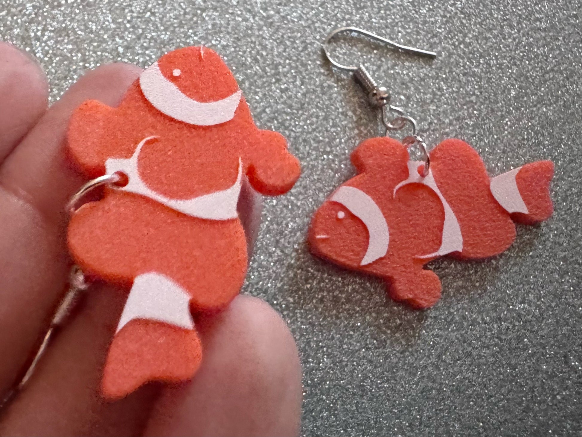 Clownfish Earrings: Laser Cut Acrylic Orange Fish, Unique Pets, Tank, Aquarium, Fishes, Novelty Earrings, Best Gifts for Her/Him/Them