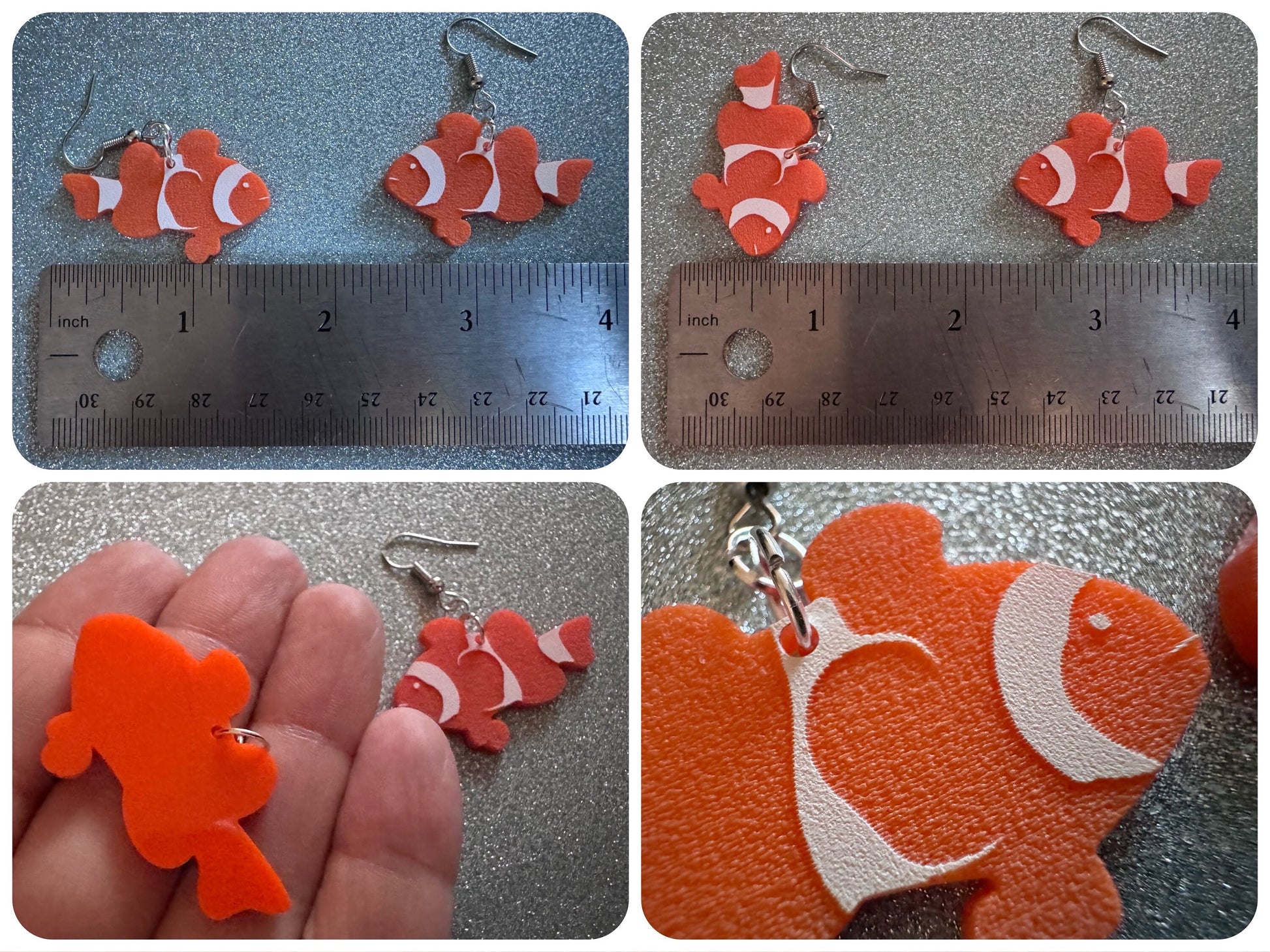 Clownfish Earrings: Laser Cut Acrylic Orange Fish, Unique Pets, Tank, Aquarium, Fishes, Novelty Earrings, Best Gifts for Her/Him/Them