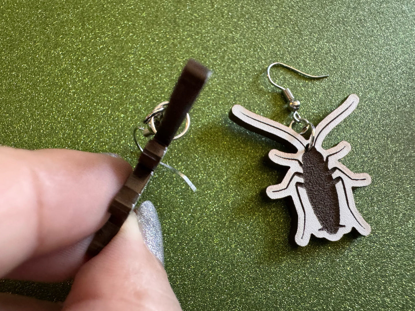 Cockroach Earrings: Laser Cut Acrylic Cockroaches, Bugs, Insects, Entomology, Costume Jewelry, Novelty Gag Gift, Best Gifts for Her/Him/Them