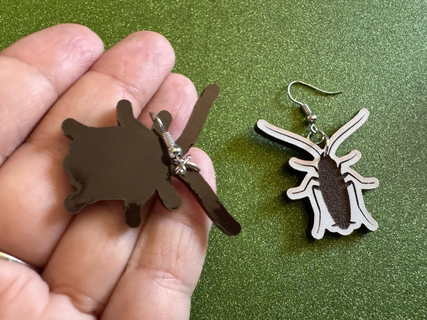 Cockroach Earrings: Laser Cut Acrylic Cockroaches, Bugs, Insects, Entomology, Costume Jewelry, Novelty Gag Gift, Best Gifts for Her/Him/Them