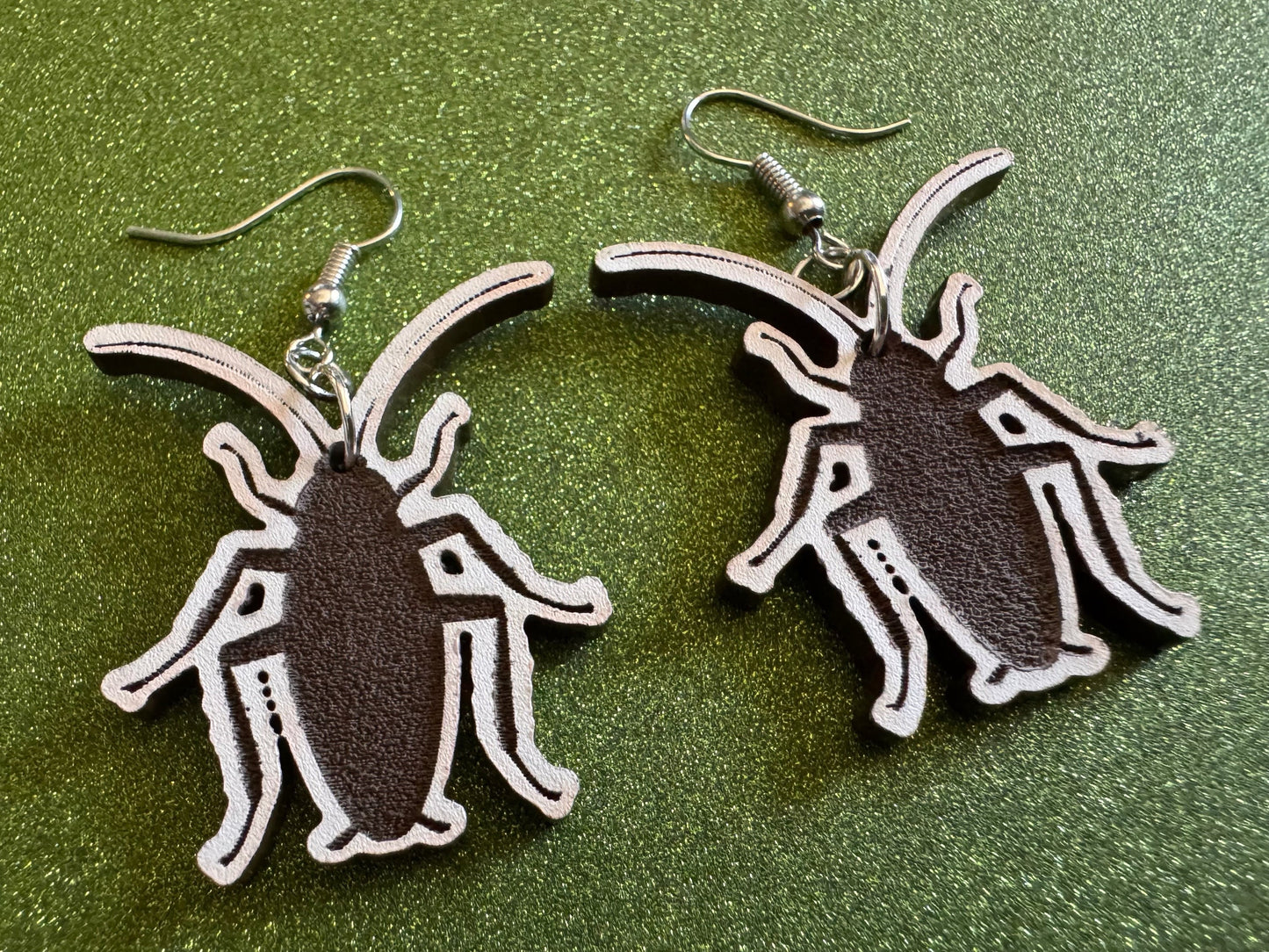 Cockroach Earrings: Laser Cut Acrylic Cockroaches, Bugs, Insects, Entomology, Costume Jewelry, Novelty Gag Gift, Best Gifts for Her/Him/Them