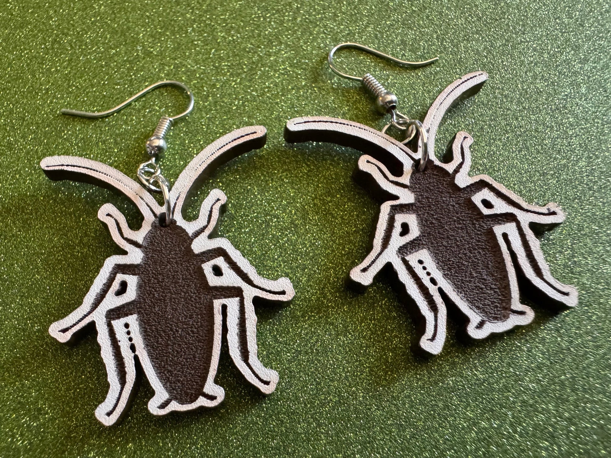 Cockroach Earrings: Laser Cut Acrylic Cockroaches, Bugs, Insects, Entomology, Costume Jewelry, Novelty Gag Gift, Best Gifts for Her/Him/Them