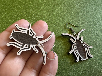 Cockroach Earrings: Laser Cut Acrylic Cockroaches, Bugs, Insects, Entomology, Costume Jewelry, Novelty Gag Gift, Best Gifts for Her/Him/Them