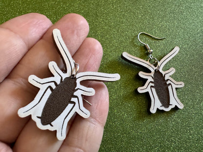 Cockroach Earrings: Laser Cut Acrylic Cockroaches, Bugs, Insects, Entomology, Costume Jewelry, Novelty Gag Gift, Best Gifts for Her/Him/Them