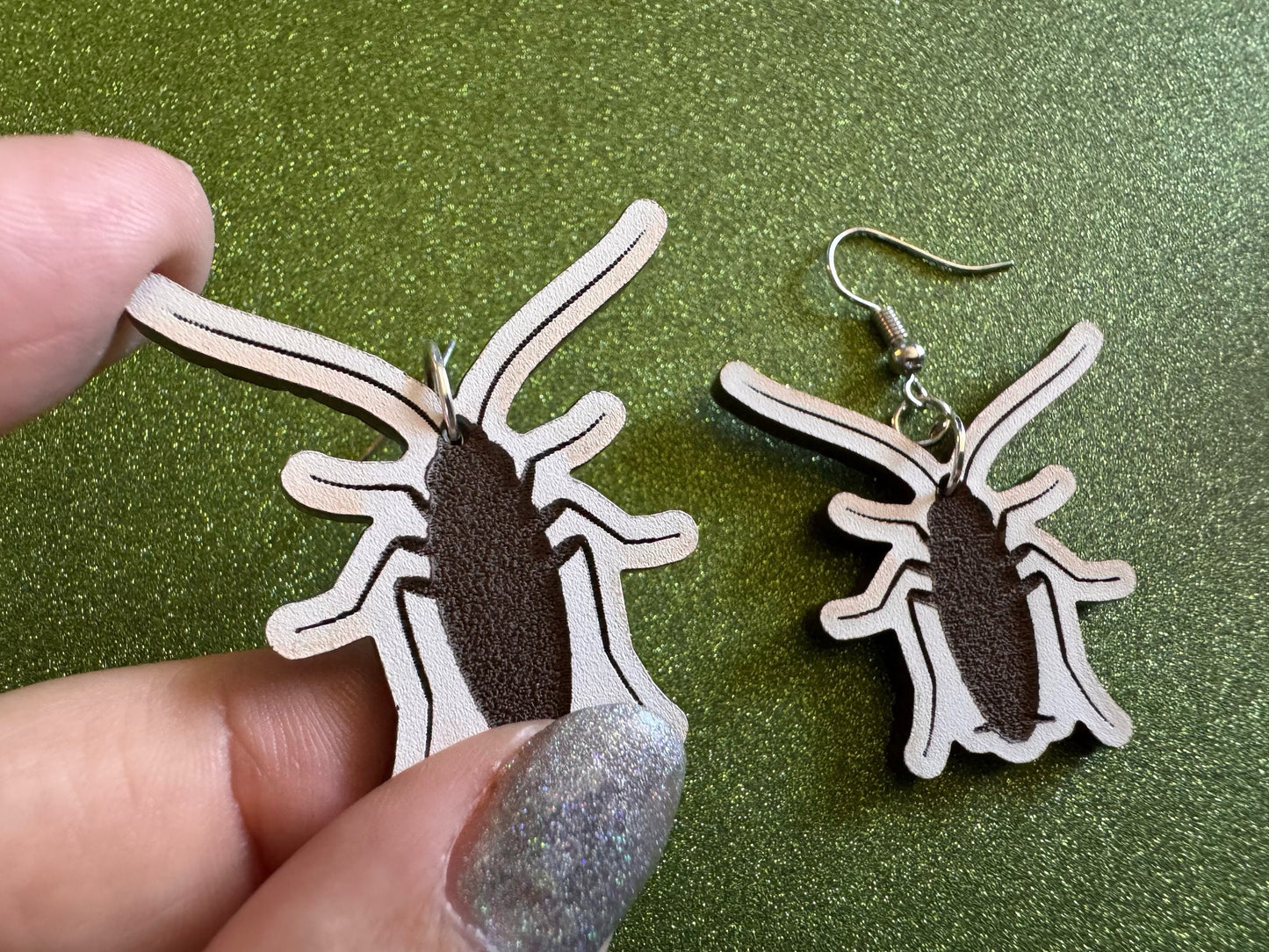 Cockroach Earrings: Laser Cut Acrylic Cockroaches, Bugs, Insects, Entomology, Costume Jewelry, Novelty Gag Gift, Best Gifts for Her/Him/Them