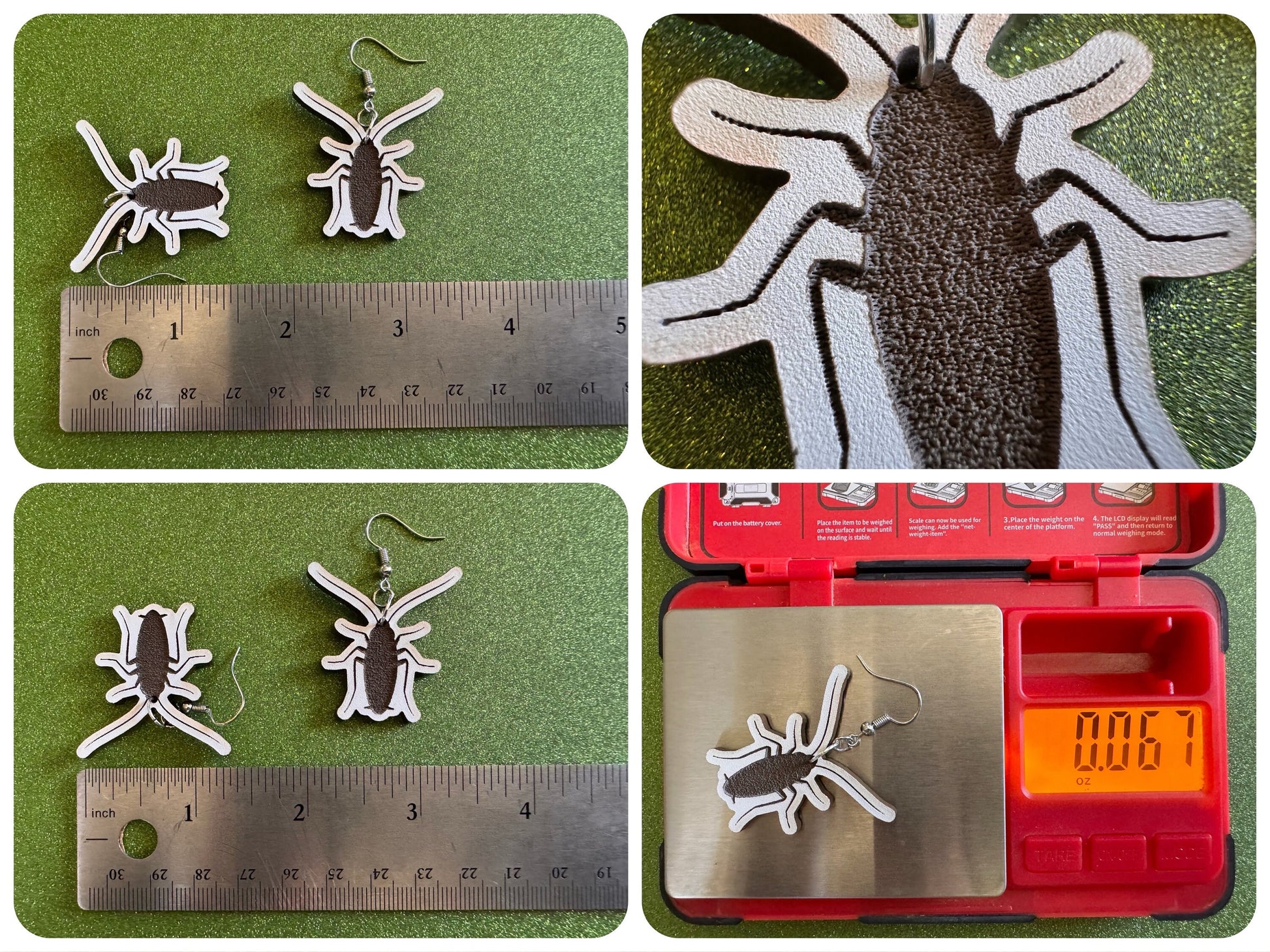 Cockroach Earrings: Laser Cut Acrylic Cockroaches, Bugs, Insects, Entomology, Costume Jewelry, Novelty Gag Gift, Best Gifts for Her/Him/Them