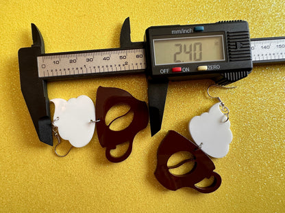 Coffee Earrings: Laser Cut Acrylic Coffee Cups with Foam, Hot Drink, Cafe, Food Earrings, Caffeine, Latte, Late, Best Gifts for Her/Him/Them