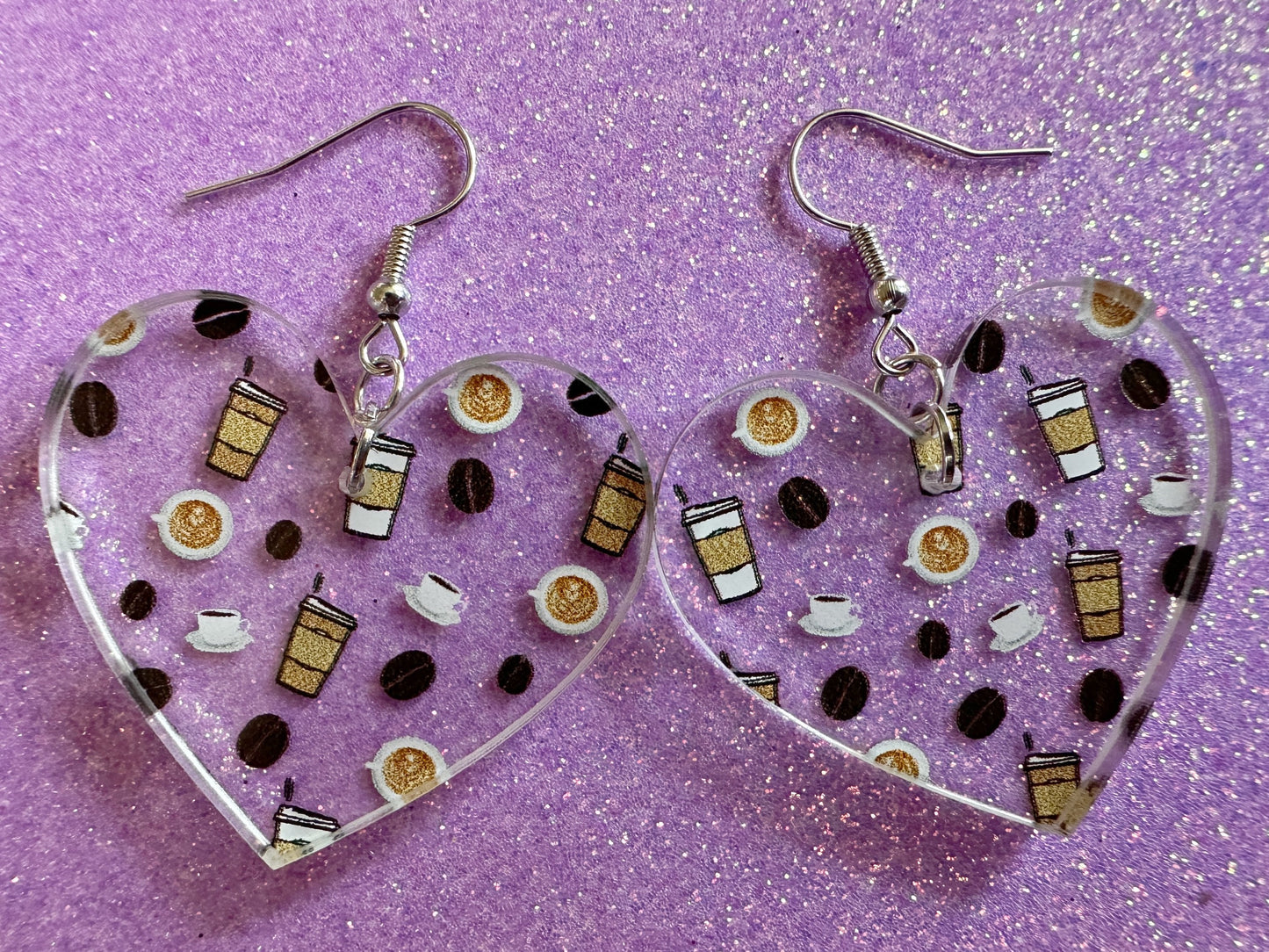 Coffee Earrings: Laser Cut Acrylic Coffees, Hot Drink, Cafe, Food Earrings, Caffeine, Latte, Late, Coffee Beans, Best Gifts for Her/Him/Them