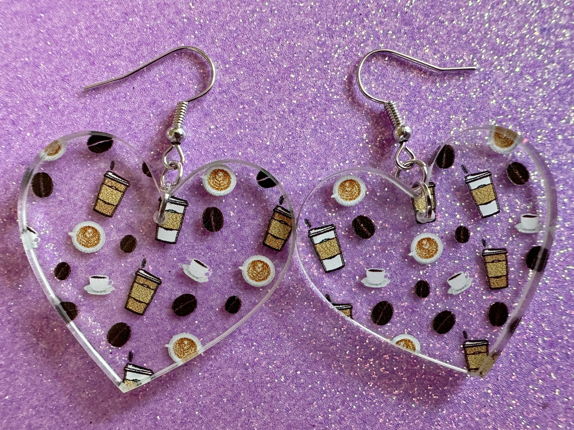 Coffee Earrings: Laser Cut Acrylic Coffees, Hot Drink, Cafe, Food Earrings, Caffeine, Latte, Late, Coffee Beans, Best Gifts for Her/Him/Them