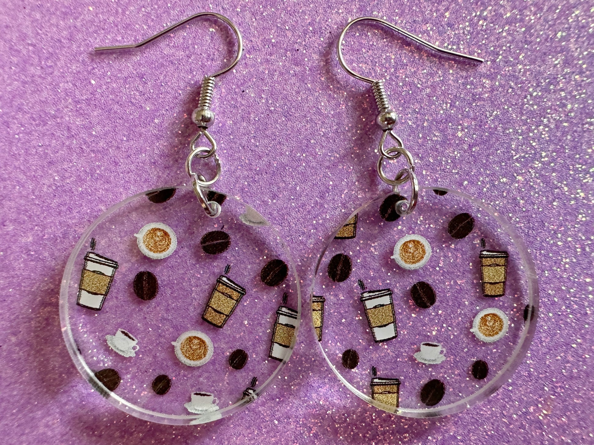 Coffee Earrings: Laser Cut Acrylic Coffees, Hot Drink, Cafe, Food Earrings, Caffeine, Latte, Late, Coffee Beans, Best Gifts for Her/Him/Them