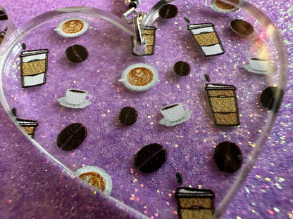 Coffee Earrings: Laser Cut Acrylic Coffees, Hot Drink, Cafe, Food Earrings, Caffeine, Latte, Late, Coffee Beans, Best Gifts for Her/Him/Them