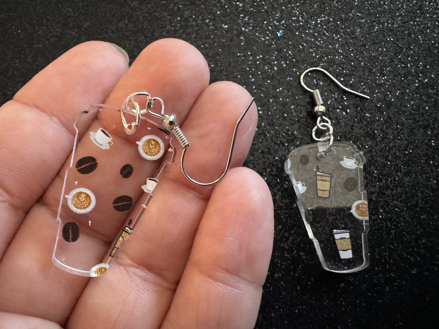 Coffee Earrings: Laser Cut Acrylic Coffees, Hot Drink, Cafe, Food Earrings, Caffeine, Latte, Late, Coffee Beans, Best Gifts for Her/Him/Them