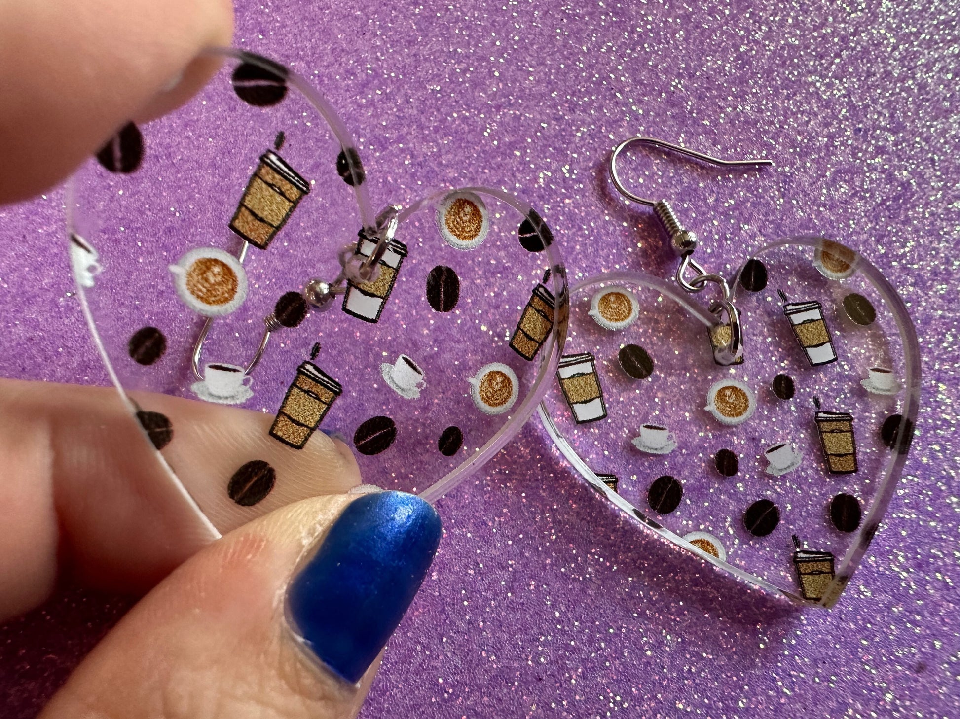 Coffee Earrings: Laser Cut Acrylic Coffees, Hot Drink, Cafe, Food Earrings, Caffeine, Latte, Late, Coffee Beans, Best Gifts for Her/Him/Them