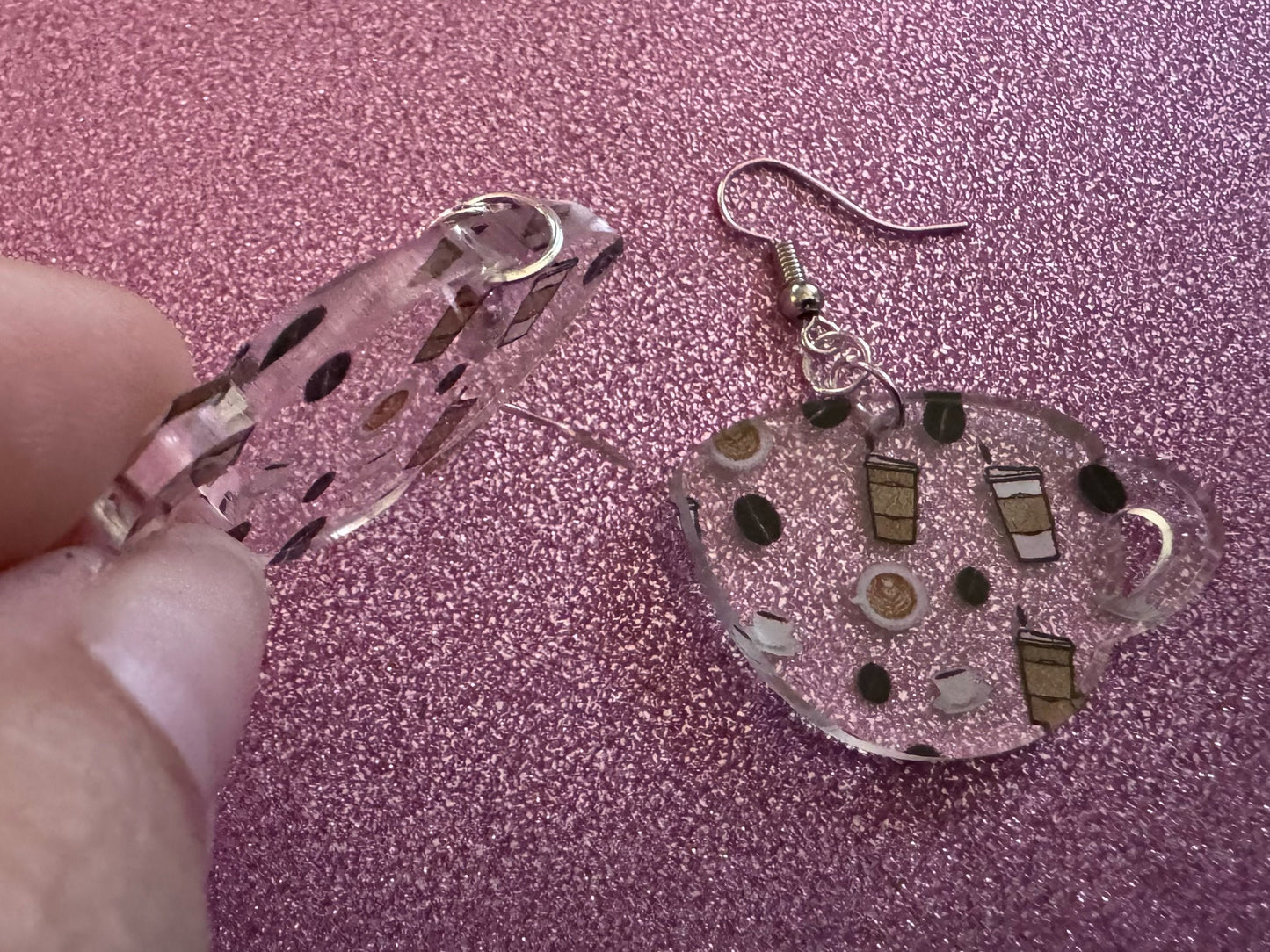 Coffee Earrings: Laser Cut Acrylic Coffees, Hot Drink, Cafe, Food Earrings, Caffeine, Latte, Late, Coffee Beans, Best Gifts for Her/Him/Them