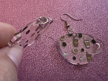Coffee Earrings: Laser Cut Acrylic Coffees, Hot Drink, Cafe, Food Earrings, Caffeine, Latte, Late, Coffee Beans, Best Gifts for Her/Him/Them
