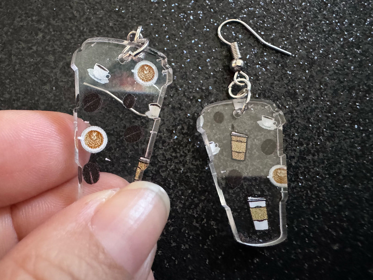 Coffee Earrings: Laser Cut Acrylic Coffees, Hot Drink, Cafe, Food Earrings, Caffeine, Latte, Late, Coffee Beans, Best Gifts for Her/Him/Them