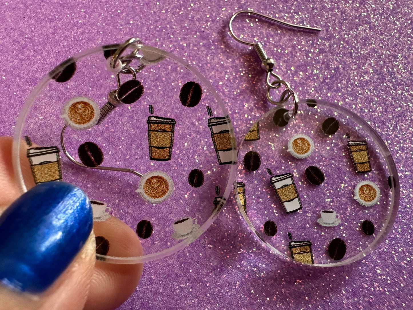 Coffee Earrings: Laser Cut Acrylic Coffees, Hot Drink, Cafe, Food Earrings, Caffeine, Latte, Late, Coffee Beans, Best Gifts for Her/Him/Them