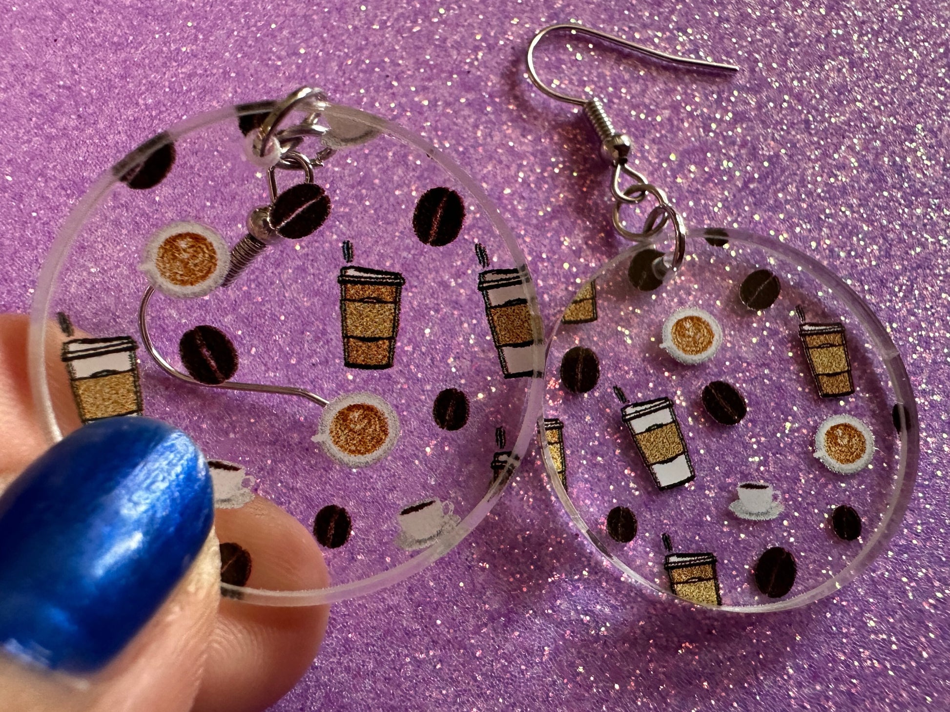 Coffee Earrings: Laser Cut Acrylic Coffees, Hot Drink, Cafe, Food Earrings, Caffeine, Latte, Late, Coffee Beans, Best Gifts for Her/Him/Them