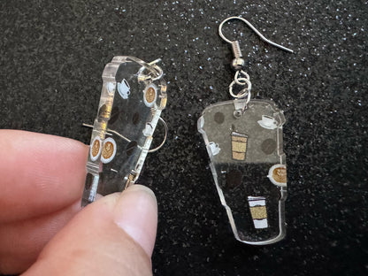 Coffee Earrings: Laser Cut Acrylic Coffees, Hot Drink, Cafe, Food Earrings, Caffeine, Latte, Late, Coffee Beans, Best Gifts for Her/Him/Them