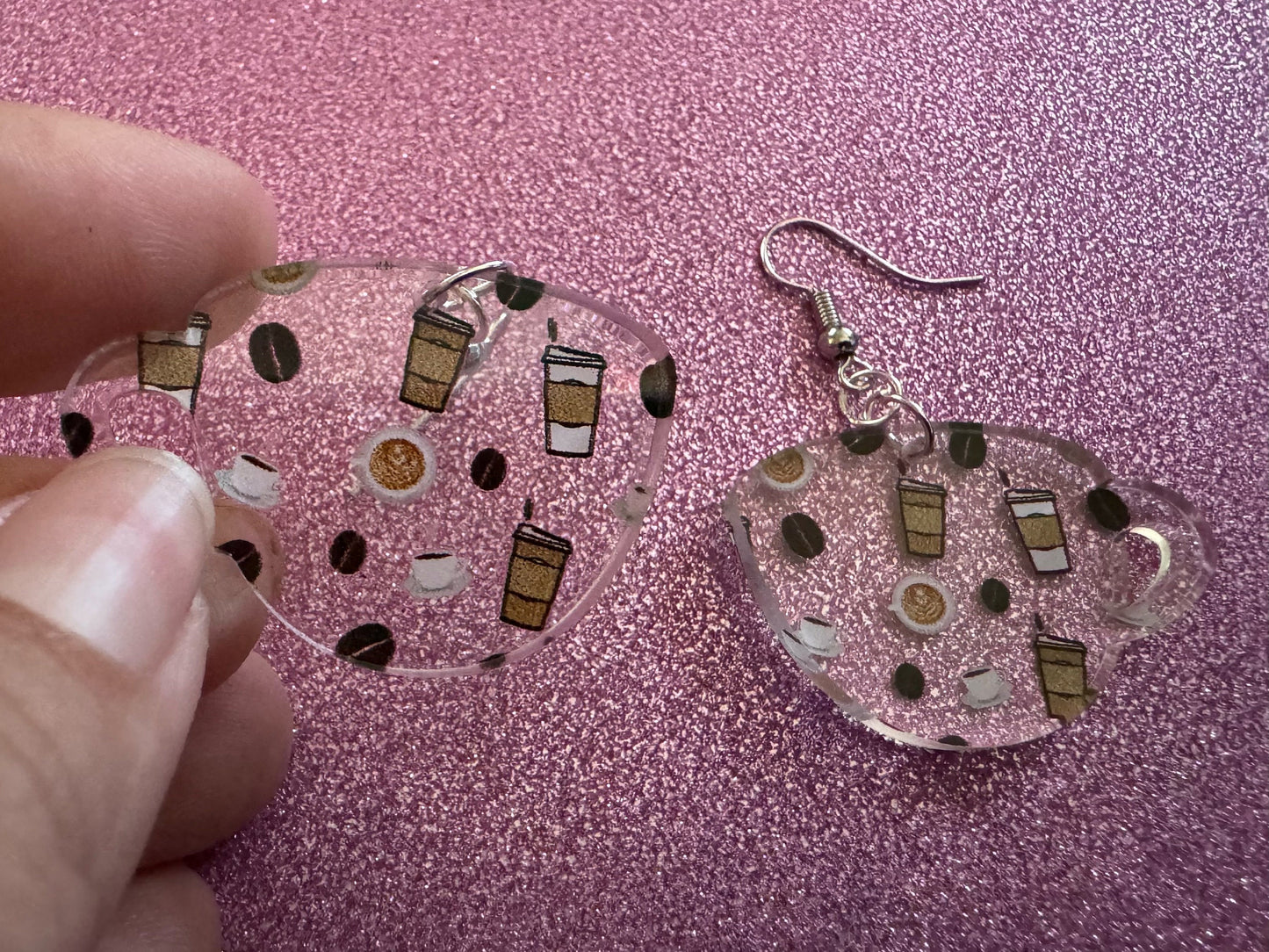 Coffee Earrings: Laser Cut Acrylic Coffees, Hot Drink, Cafe, Food Earrings, Caffeine, Latte, Late, Coffee Beans, Best Gifts for Her/Him/Them