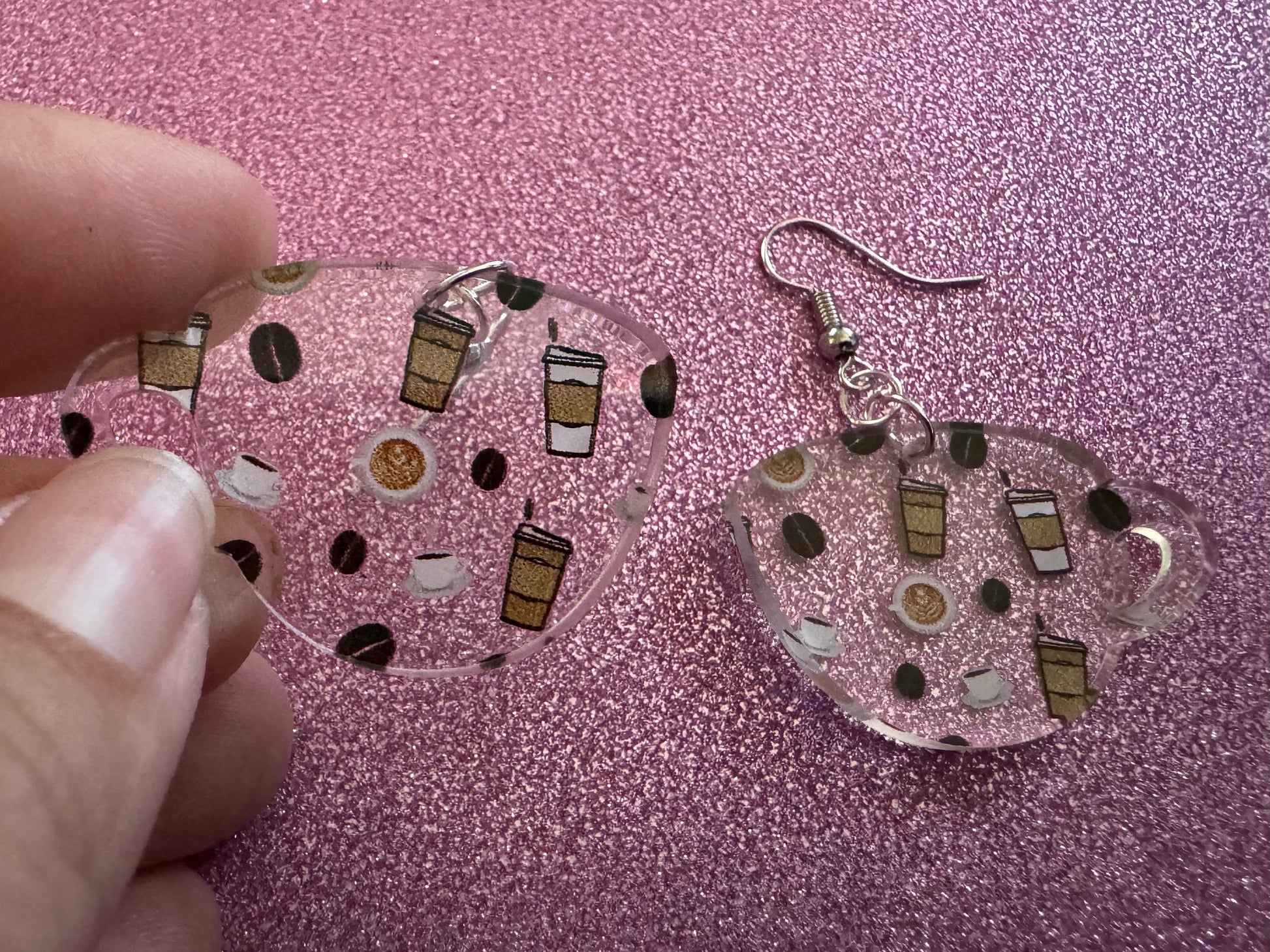 Coffee Earrings: Laser Cut Acrylic Coffees, Hot Drink, Cafe, Food Earrings, Caffeine, Latte, Late, Coffee Beans, Best Gifts for Her/Him/Them