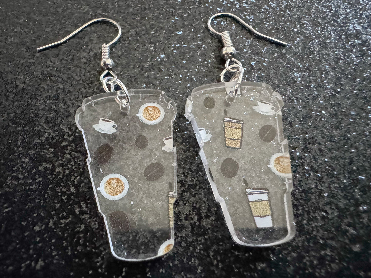 Coffee Earrings: Laser Cut Acrylic Coffees, Hot Drink, Cafe, Food Earrings, Caffeine, Latte, Late, Coffee Beans, Best Gifts for Her/Him/Them