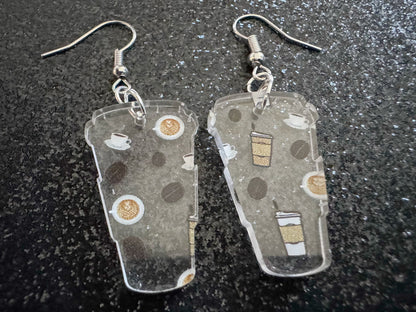 Coffee Earrings: Laser Cut Acrylic Coffees, Hot Drink, Cafe, Food Earrings, Caffeine, Latte, Late, Coffee Beans, Best Gifts for Her/Him/Them
