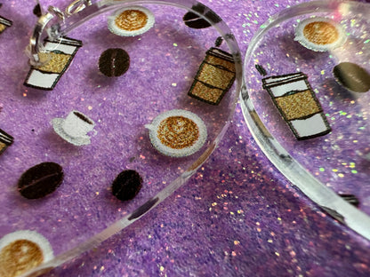 Coffee Earrings: Laser Cut Acrylic Coffees, Hot Drink, Cafe, Food Earrings, Caffeine, Latte, Late, Coffee Beans, Best Gifts for Her/Him/Them