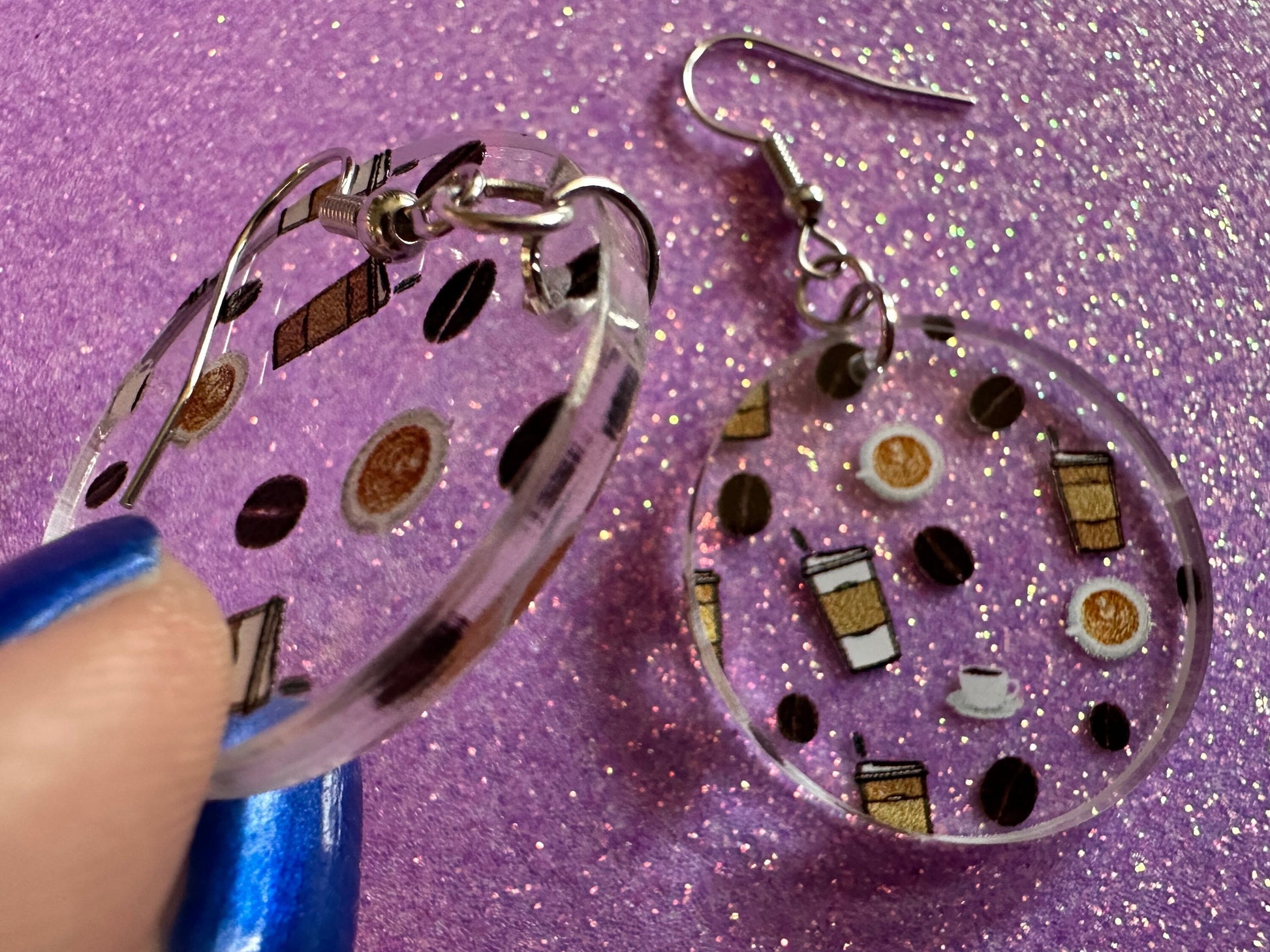 Coffee Earrings: Laser Cut Acrylic Coffees, Hot Drink, Cafe, Food Earrings, Caffeine, Latte, Late, Coffee Beans, Best Gifts for Her/Him/Them