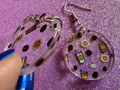 Coffee Earrings: Laser Cut Acrylic Coffees, Hot Drink, Cafe, Food Earrings, Caffeine, Latte, Late, Coffee Beans, Best Gifts for Her/Him/Them