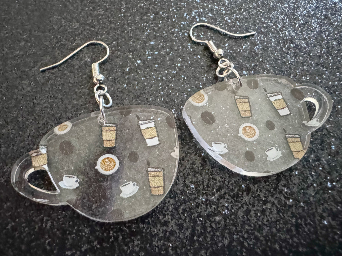 Coffee Earrings: Laser Cut Acrylic Coffees, Hot Drink, Cafe, Food Earrings, Caffeine, Latte, Late, Coffee Beans, Best Gifts for Her/Him/Them