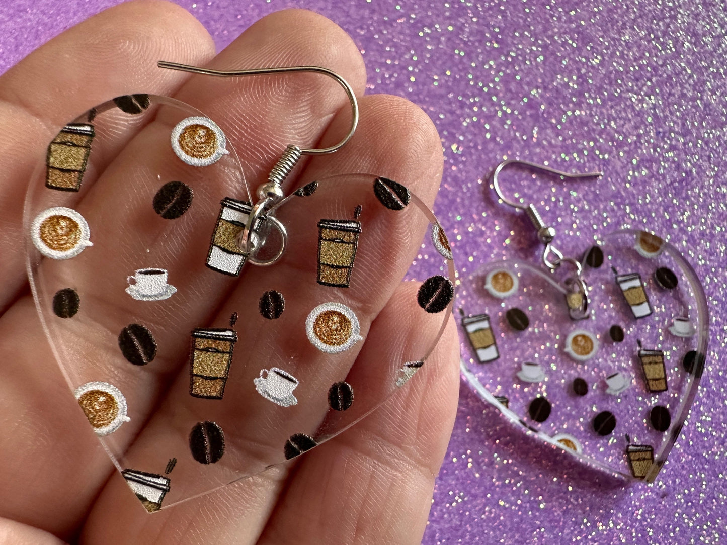Coffee Earrings: Laser Cut Acrylic Coffees, Hot Drink, Cafe, Food Earrings, Caffeine, Latte, Late, Coffee Beans, Best Gifts for Her/Him/Them