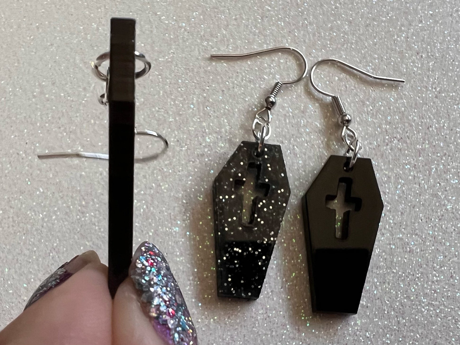 Coffin Earrings: Laser Cut Acrylic Coffins, Graves, Gravestones, Halloween, RIP, Cemetery, Death, Best Gifts for Her/Him/Them